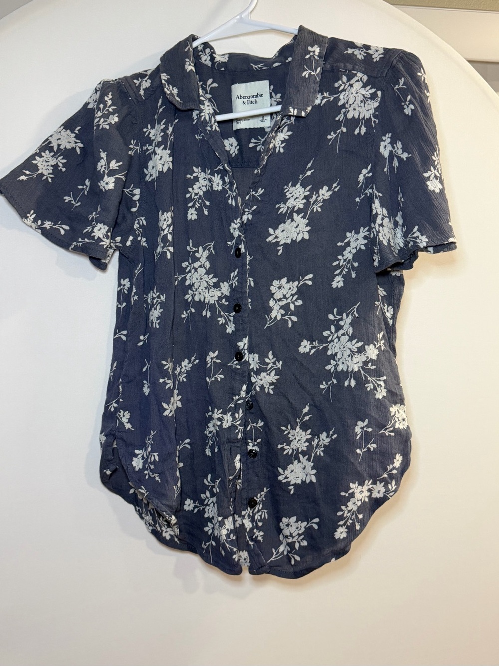 Abercrombie & Fitch Navy Blue Floral Button-Down Top